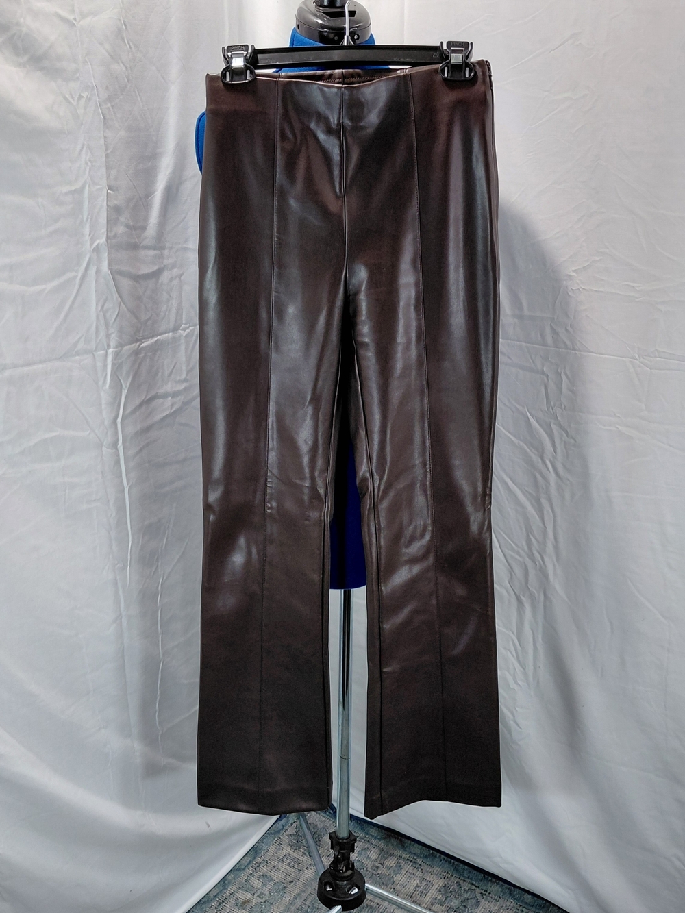 Ann Taylor Women's Straight-Leg Faux Leather Pants in Dark Brown
